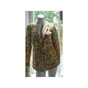 NWT LOFT Outlet yellow pink floral linen blend blazer jacket